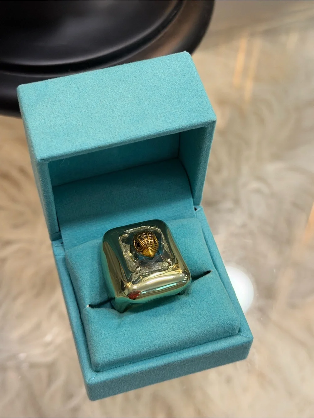 Kurt Geiger Gold-tone Dome Ring with Heart Accent 6.5-7